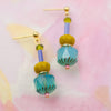 Colorful Teal Beaded Dangle Earrings - Freshie & Zero Studio Shop