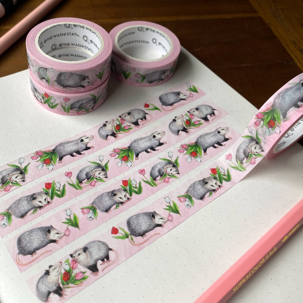 Opossums and Tulips Washi Tape - Freshie & Zero Studio Shop