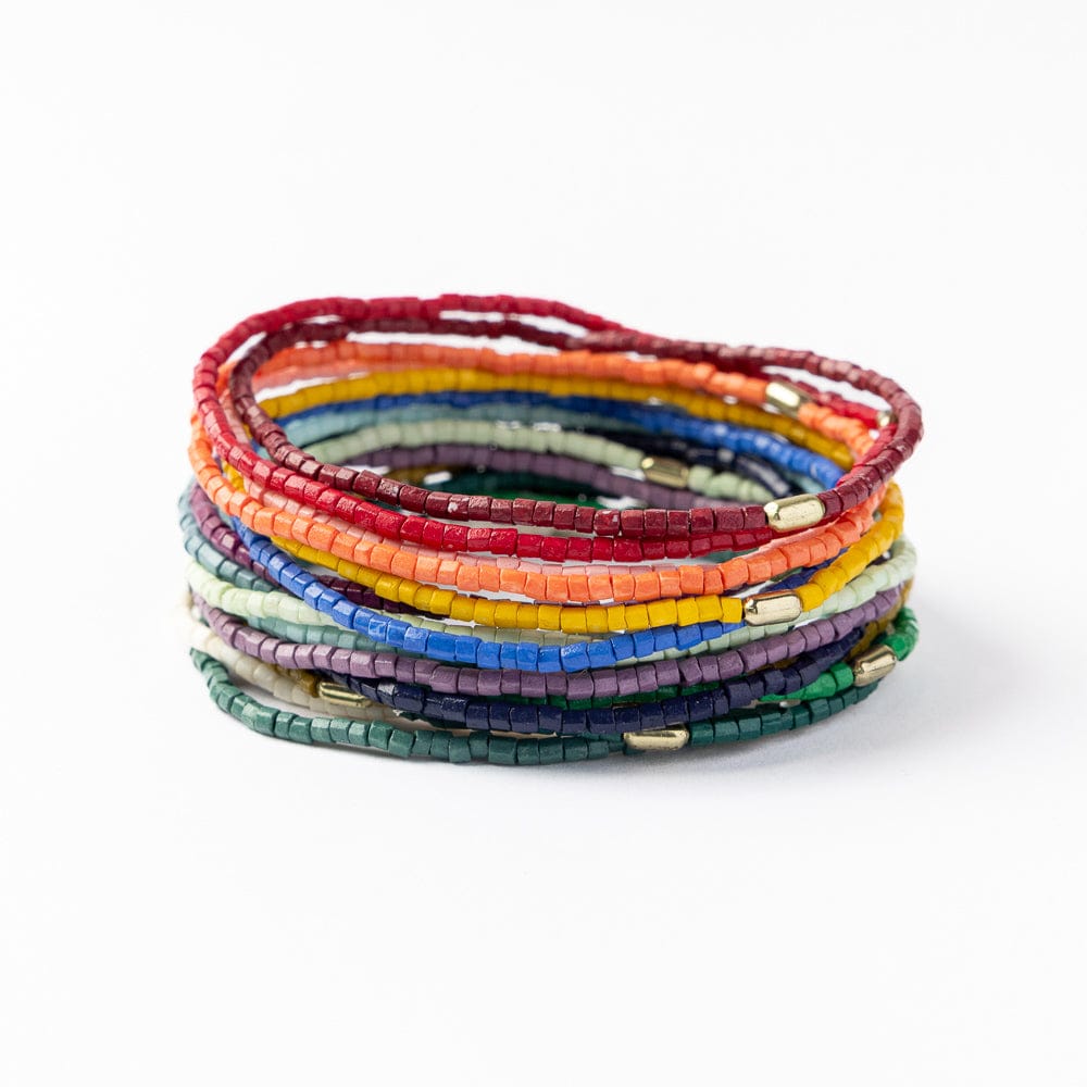 Chelsea Luxe Rainbow Beaded Bracelet Stack of 18 - Freshie & Zero Studio Shop