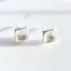 Square Sterling Silver Stone Stud Earrings: Clear Quartz - Freshie & Zero Studio Shop