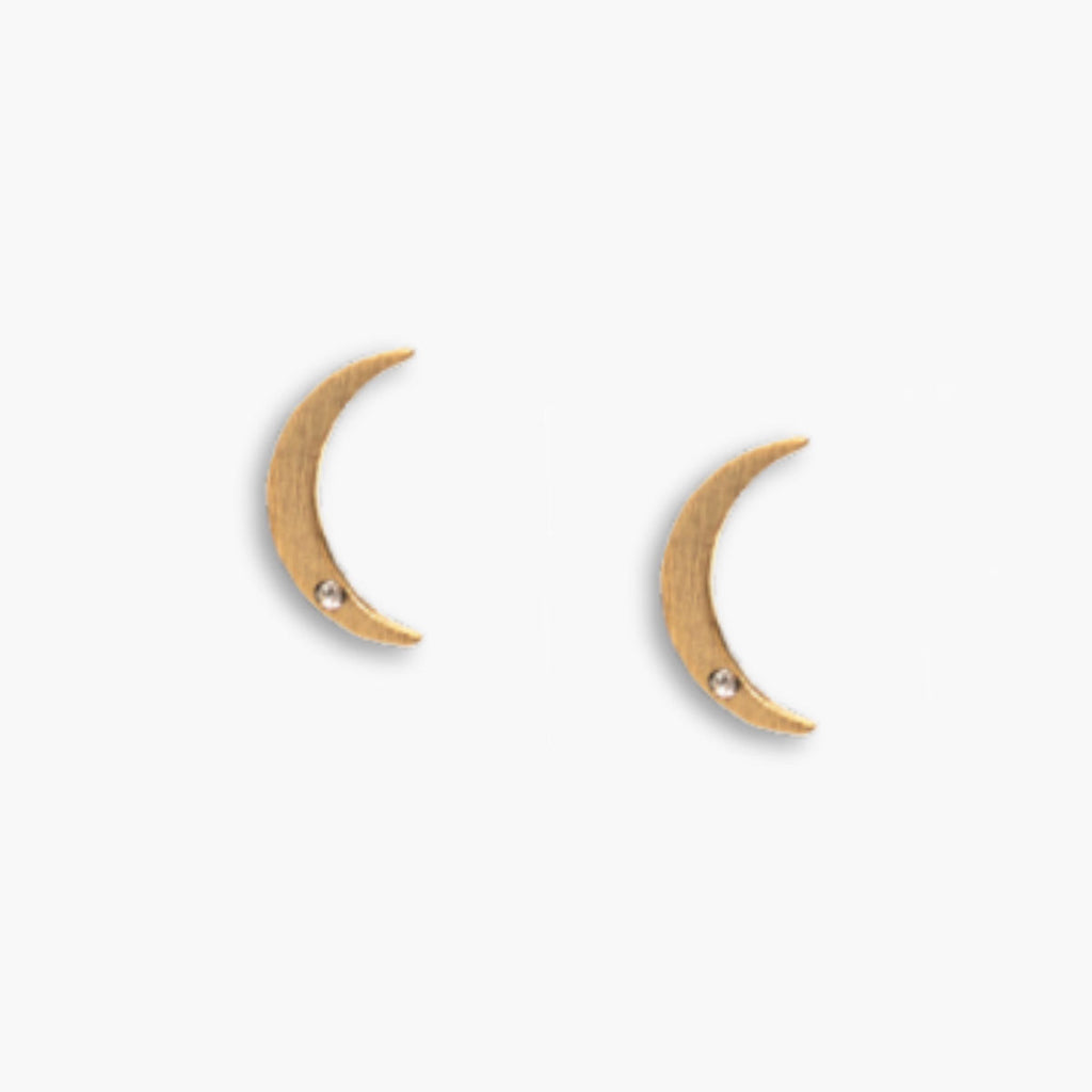 Crescent Moon Gold Stud Earrings - Freshie & Zero Studio Shop