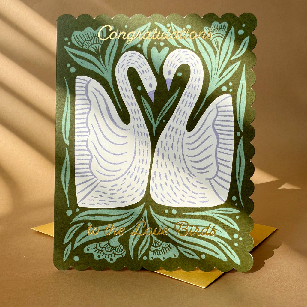 Wedding Folk Swans Card - Freshie & Zero Studio Shop
