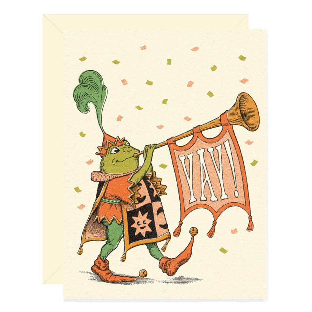 Yay! Celebration Frog Greeting Card - Freshie & Zero Studio Shop