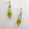 Green and Purple Beaded Dangle Earrings - Freshie & Zero Studio Shop