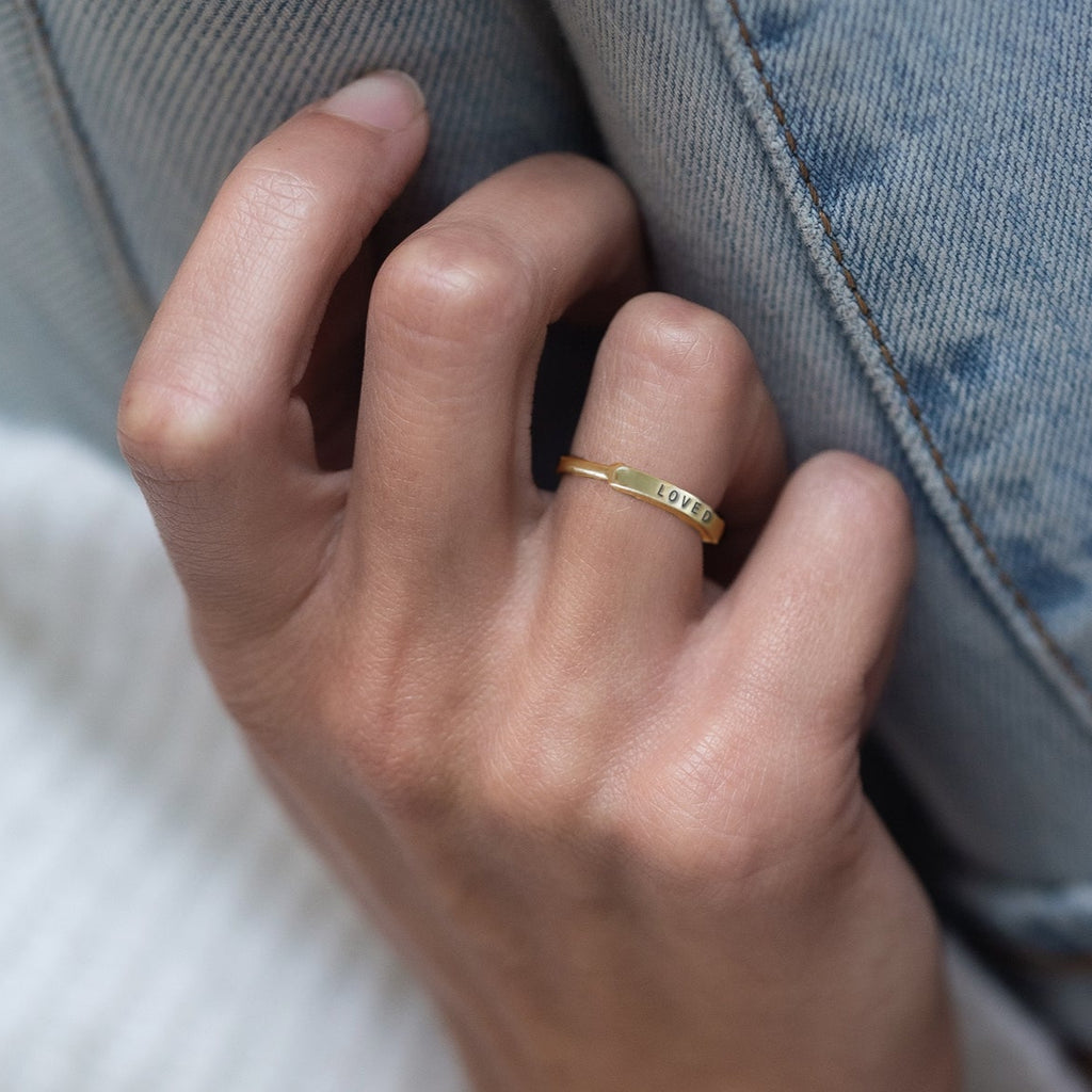 Loved: Stamped Silver Ring by Christina Kober - Freshie & Zero Studio Shop