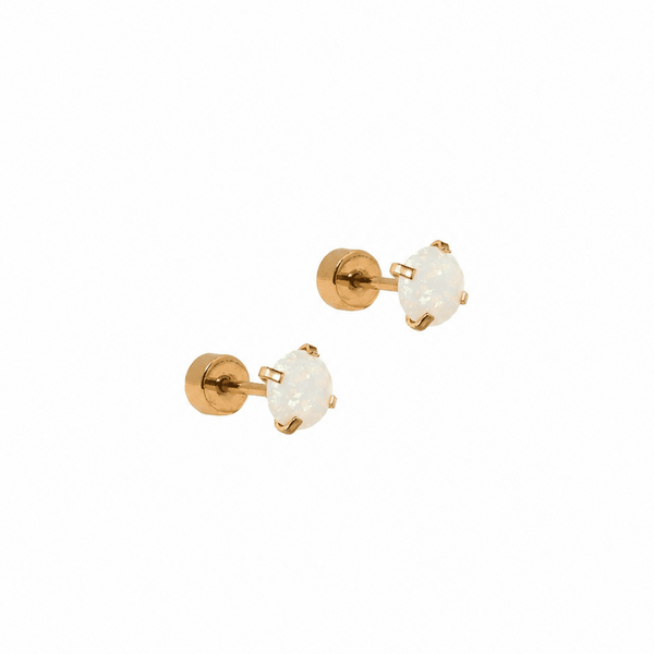 gold opal 5mm flatback stud earrings