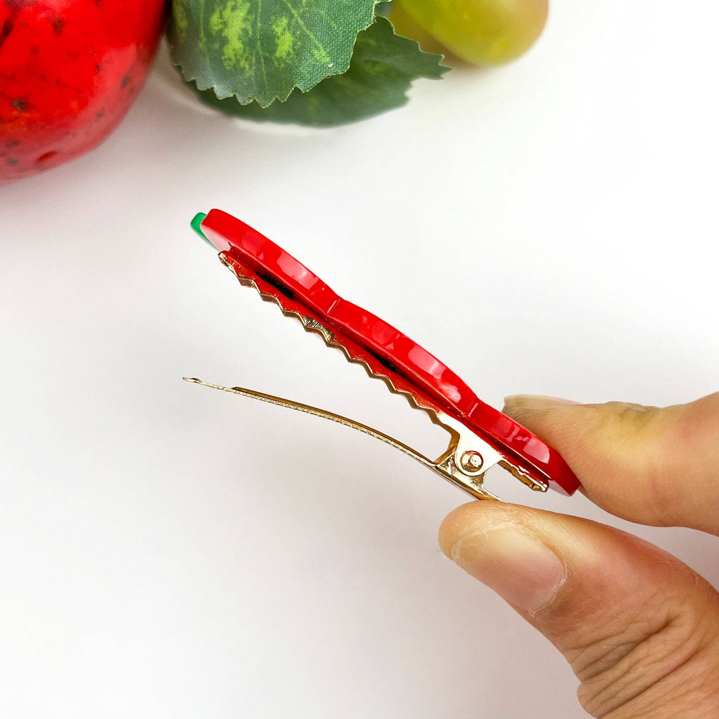 Tomato Acetate Alligator Barrette, Fruit Side Hair Clip: Red - Freshie & Zero Studio Shop
