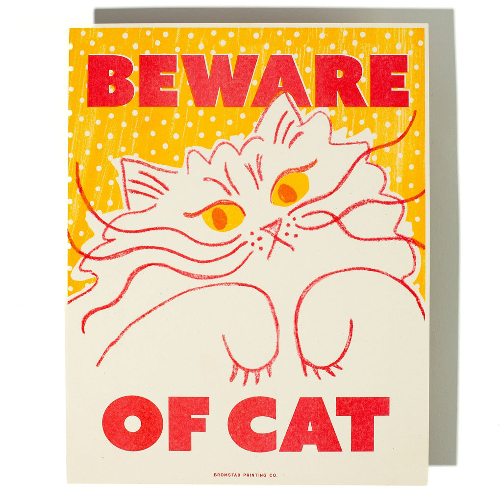 Beware of Cat 11"x14" Risograph Print - Freshie & Zero Studio Shop