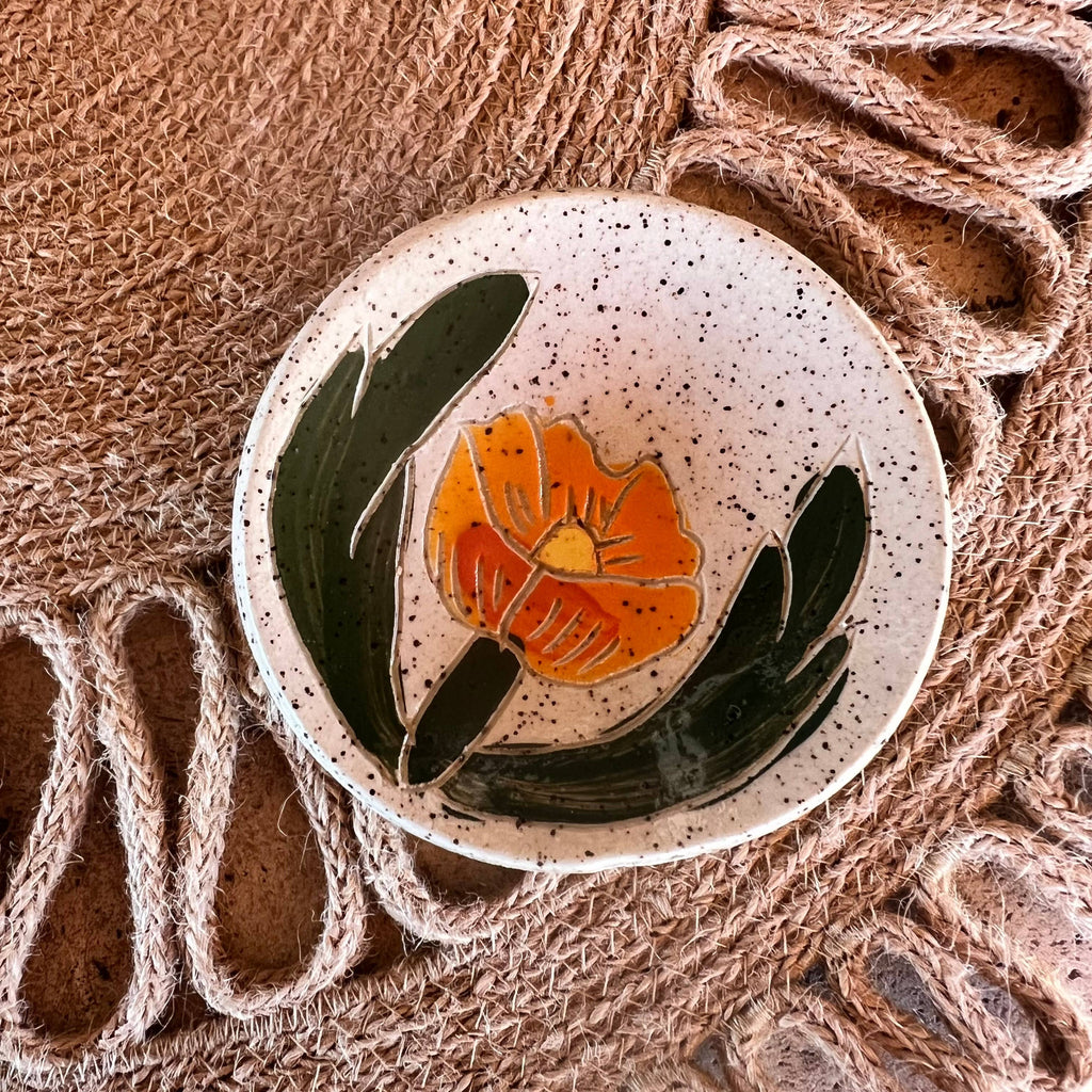 Globe Mallow Sgraffito Trinket Dish - Freshie & Zero Studio Shop