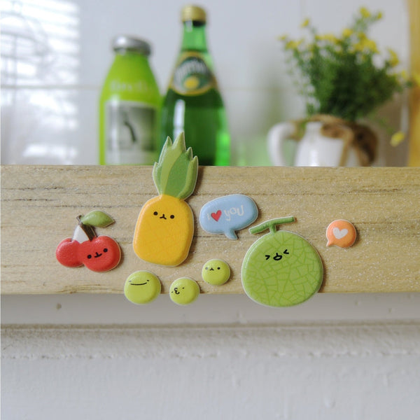 Kawaii Fruits Puffy Sticker Sheet - Freshie & Zero Studio Shop