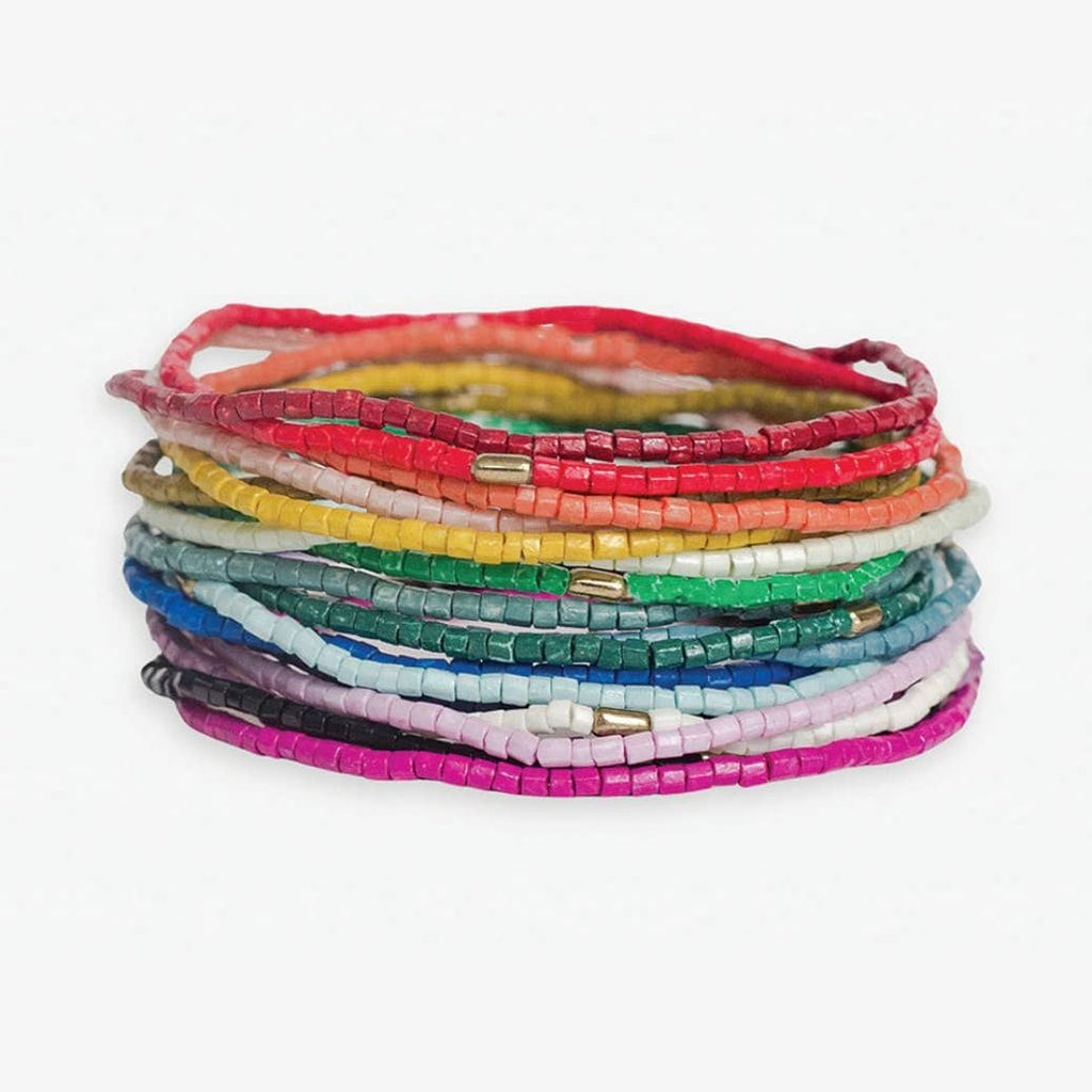 Chelsea Luxe Rainbow Beaded Bracelet Stack of 18 - Freshie & Zero Studio Shop