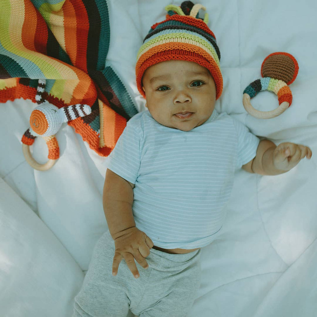Handmade Rainbow Stripe Baby Beanie Hats - Freshie & Zero Studio Shop