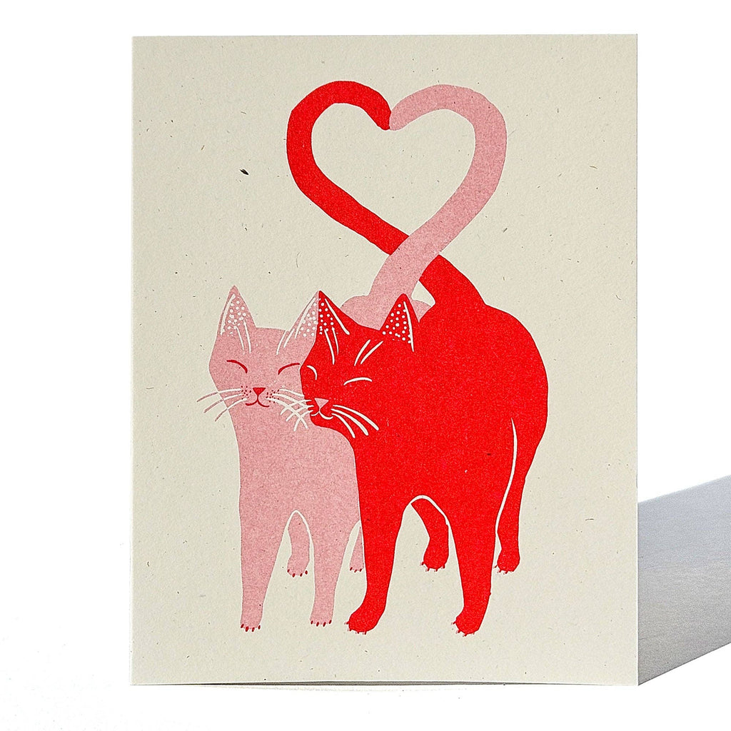 Love Cats Pink and Red Risograph Card - Freshie & Zero Studio Shop