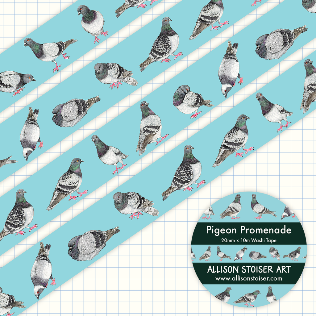 Pigeon Promenade Washi Tape - Freshie & Zero Studio Shop