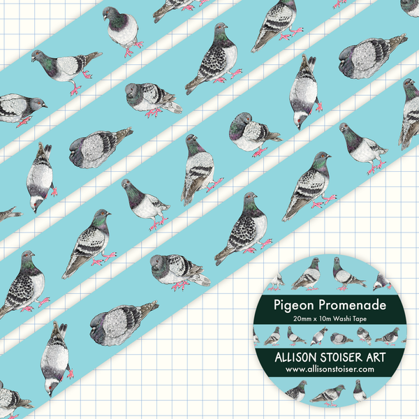 Pigeon Promenade Washi Tape - Freshie & Zero Studio Shop