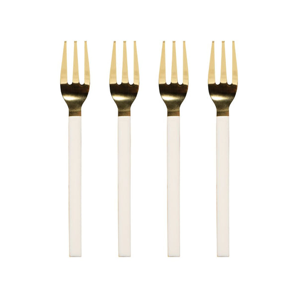 White and Gold Dessert Fork Set By Danica Heirloom - Freshie & Zero Studio Shop