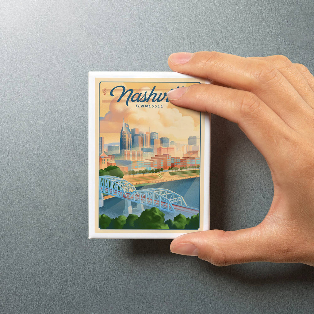 Nashville River Bridge Cityscape Magnet - Freshie & Zero Studio Shop