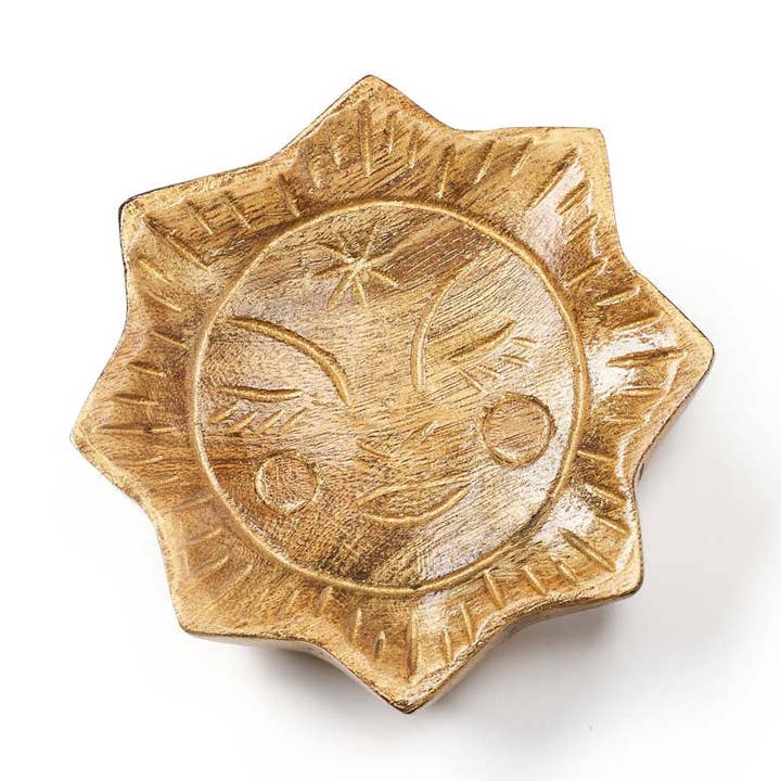 Chamak Sun Metallic Painted Wood Trinket Tray - Freshie & Zero Studio Shop
