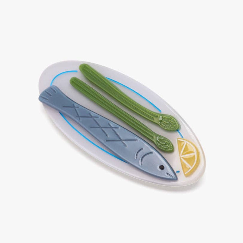 Poisson Sardine Fish Plate Acetate French Barrette - Freshie & Zero Studio Shop