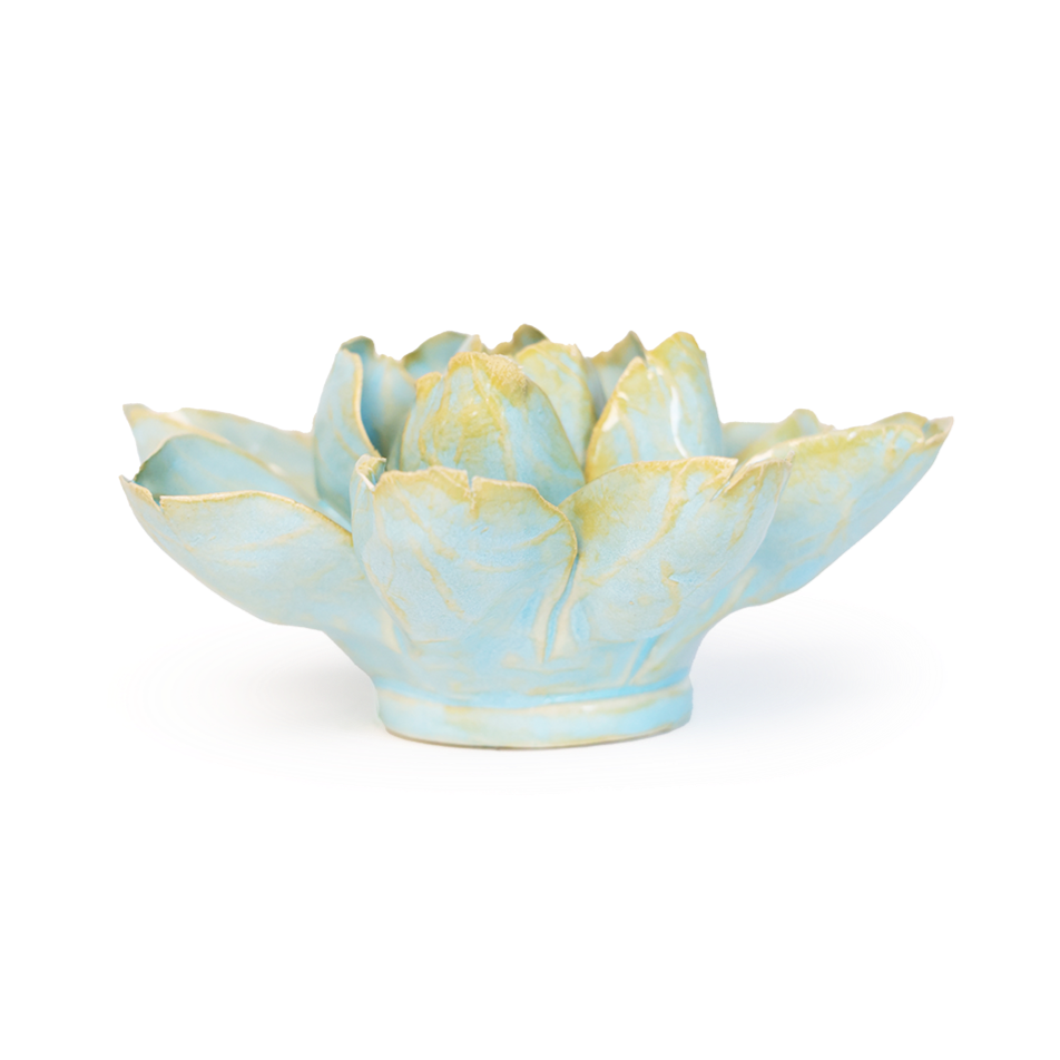 English Garden Ceramic Flower: Robin's Egg Blue Water Lily - Freshie & Zero Studio Shop