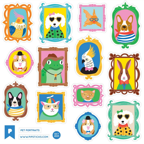 Pet Portraits Sticker Sheet by Pipsticks - Freshie & Zero Studio Shop