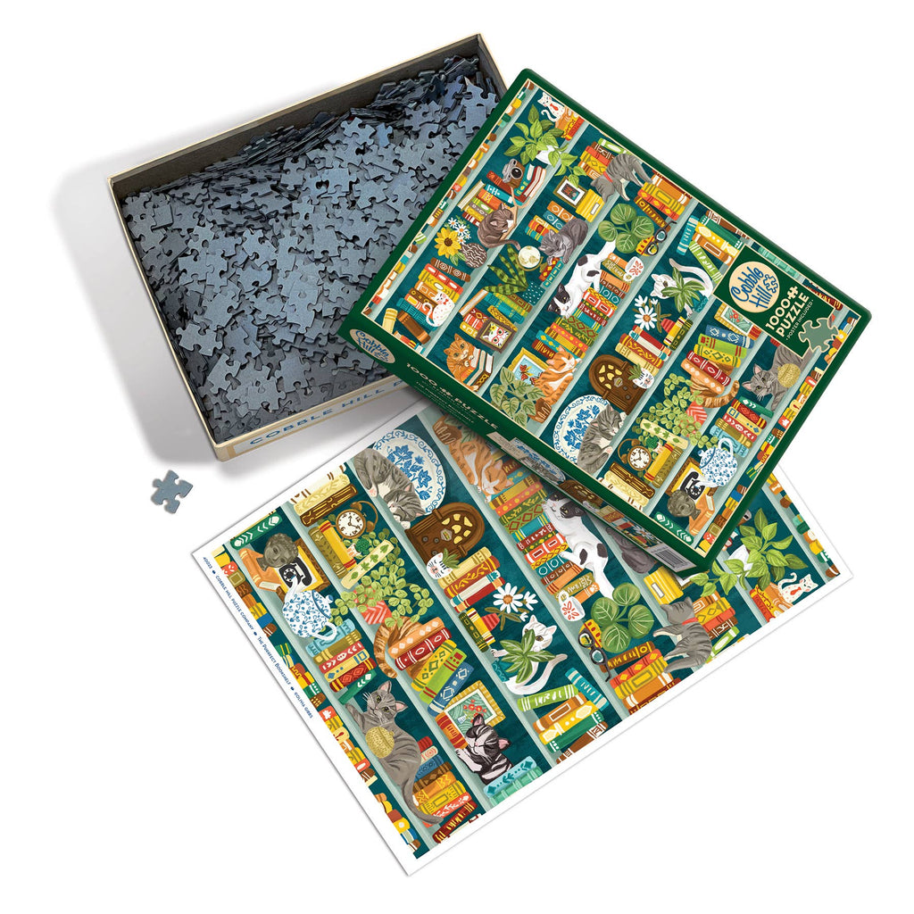 The Purrfect Bookshelf - 1000pc jigsaw puzzle - Freshie & Zero Studio Shop