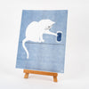Curious White Cat - 11"x14" Risograph Print - Freshie & Zero Studio Shop