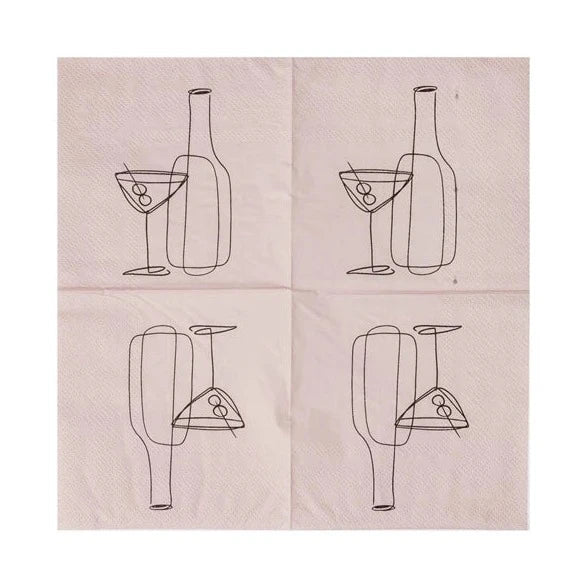 Pink Martini Glass Cocktail Napkins - Freshie & Zero Studio Shop