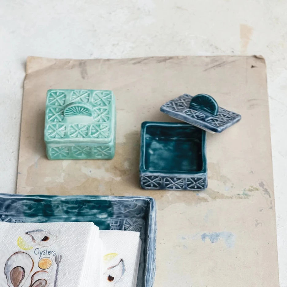Stamped Stoneware Salt Cellar - Freshie & Zero Studio Shop