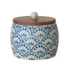 Hand-Painted Round Stoneware Canister with Wood Lid - Freshie & Zero Studio Shop
