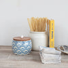 Hand-Painted Round Stoneware Canister with Wood Lid - Freshie & Zero Studio Shop