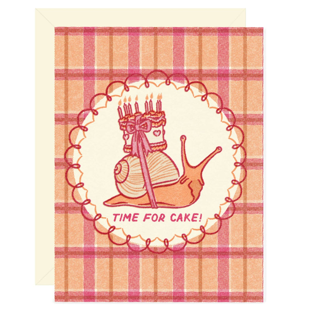Snail Time for Cake Birthday Card - Freshie & Zero Studio Shop