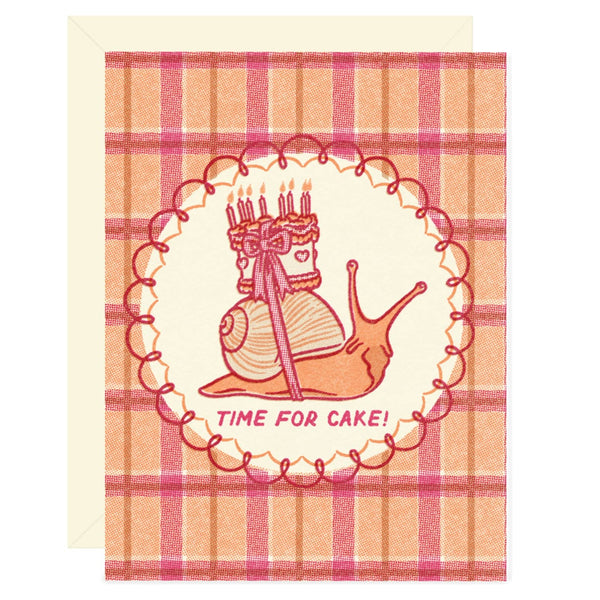 Snail Time for Cake Birthday Card - Freshie & Zero Studio Shop