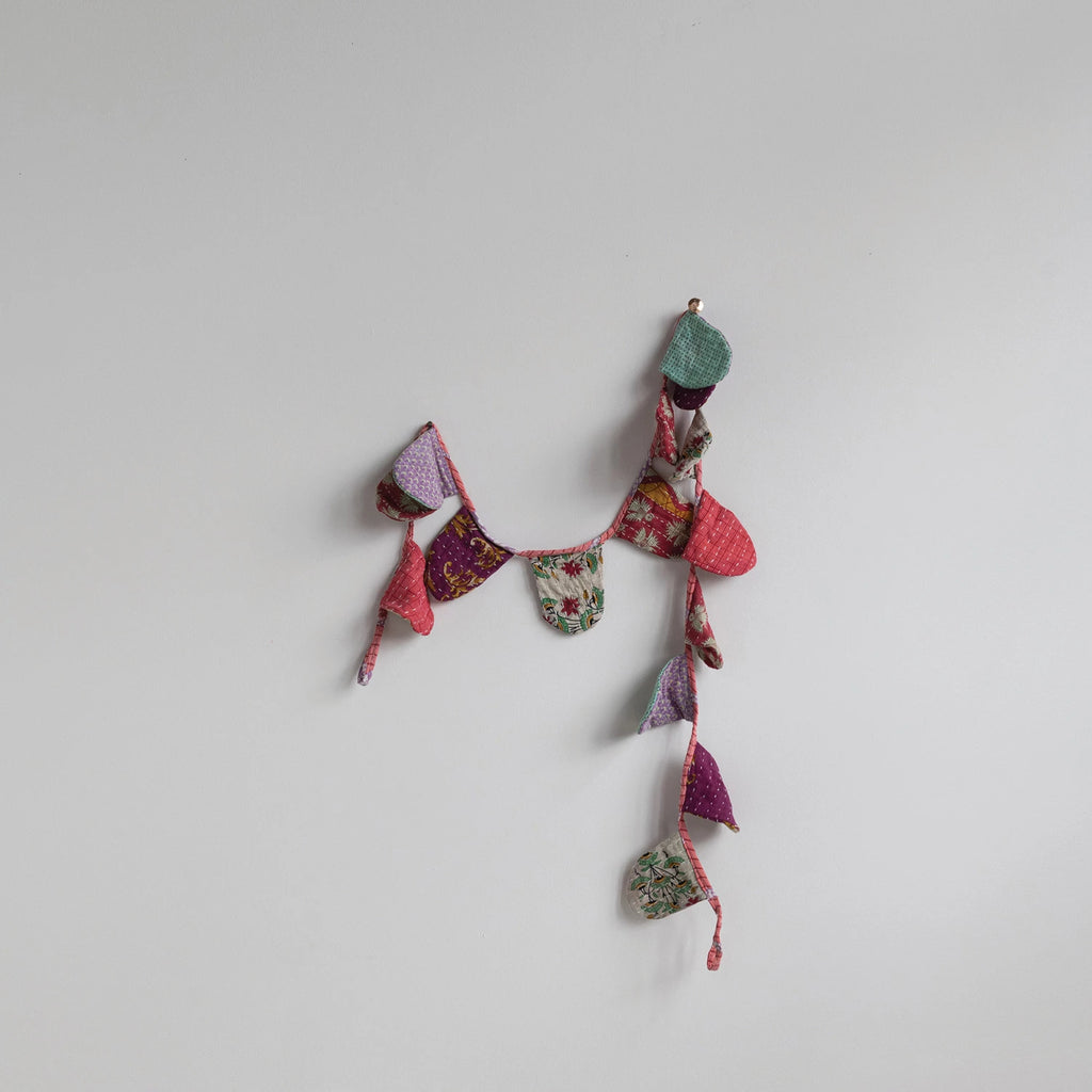 Hand-Embroidered Vintage Kantha Pennant Garland - Freshie & Zero Studio Shop