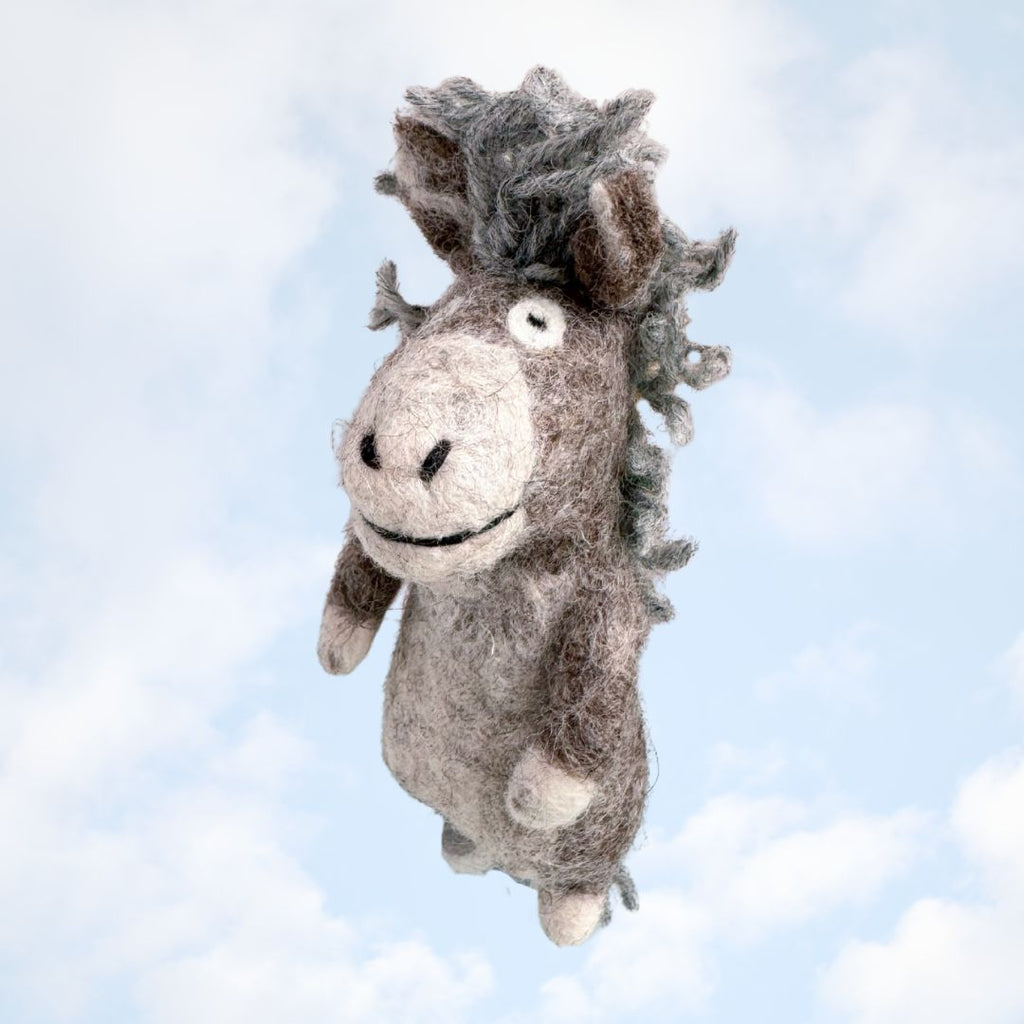Gray Donkey Felt Finger Puppet - Freshie & Zero Studio Shop