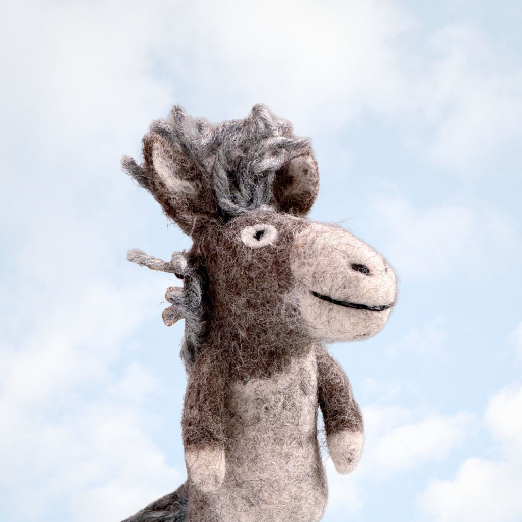 Gray Donkey Felt Finger Puppet - Freshie & Zero Studio Shop