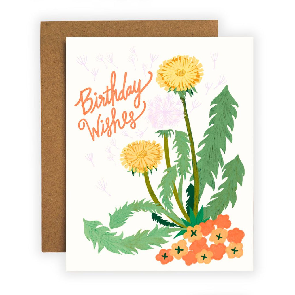 Dandelion Birthday Wishes Greeting Card - Freshie & Zero Studio Shop