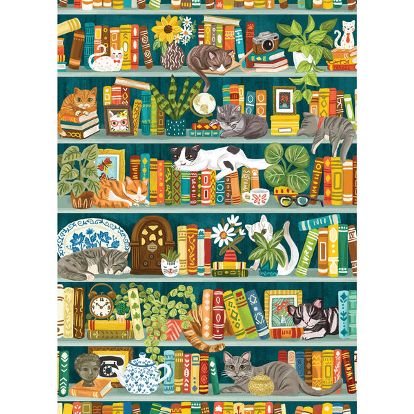 The Purrfect Bookshelf - 1000pc jigsaw puzzle - Freshie & Zero Studio Shop