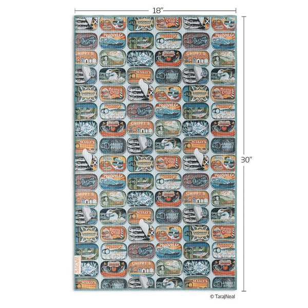 Sardines + Plaid Microfiber Kitchen Dish Towel - Freshie & Zero Studio Shop