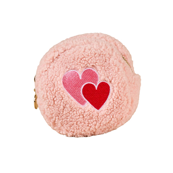 Pink with Hearts Teddy Circle Cosmetic Pouch - Freshie & Zero Studio Shop