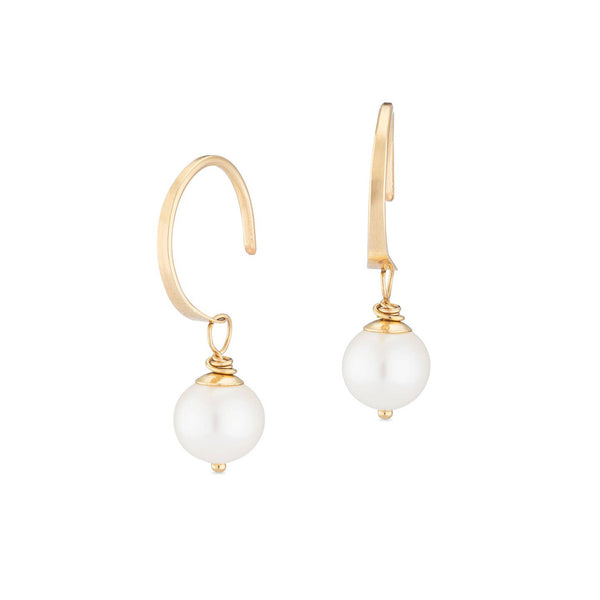ella huggie hoops with white pearl - Freshie & Zero Studio Shop
