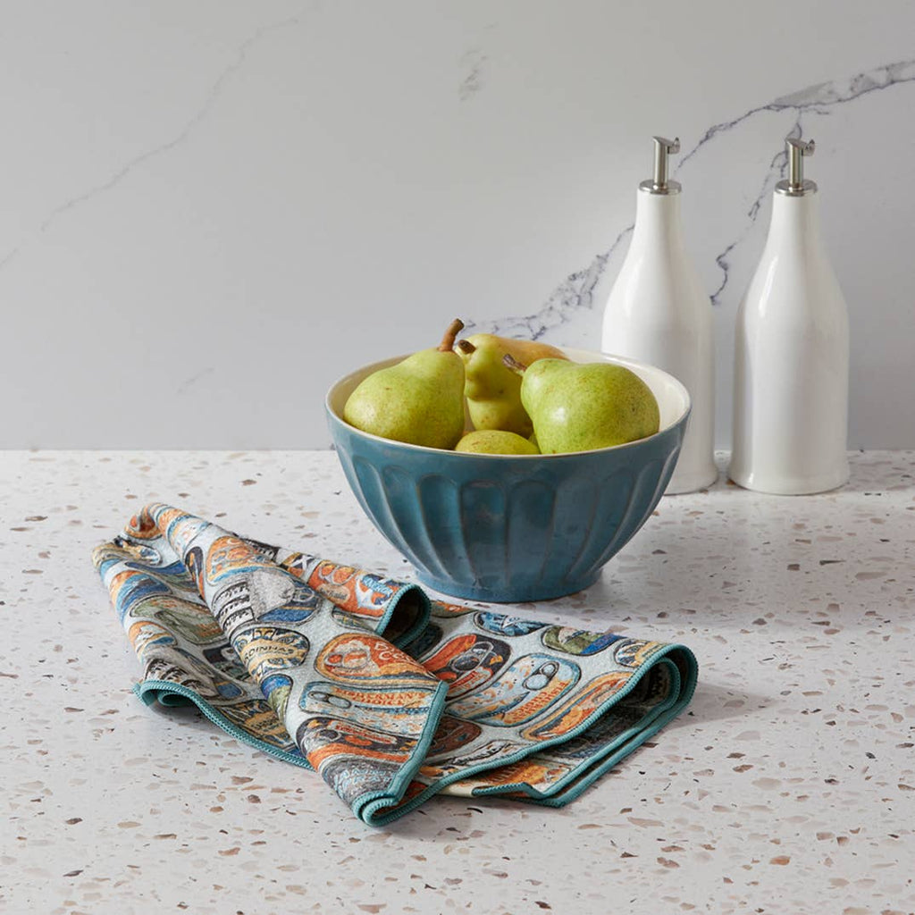 Sardines + Plaid Microfiber Kitchen Dish Towel - Freshie & Zero Studio Shop