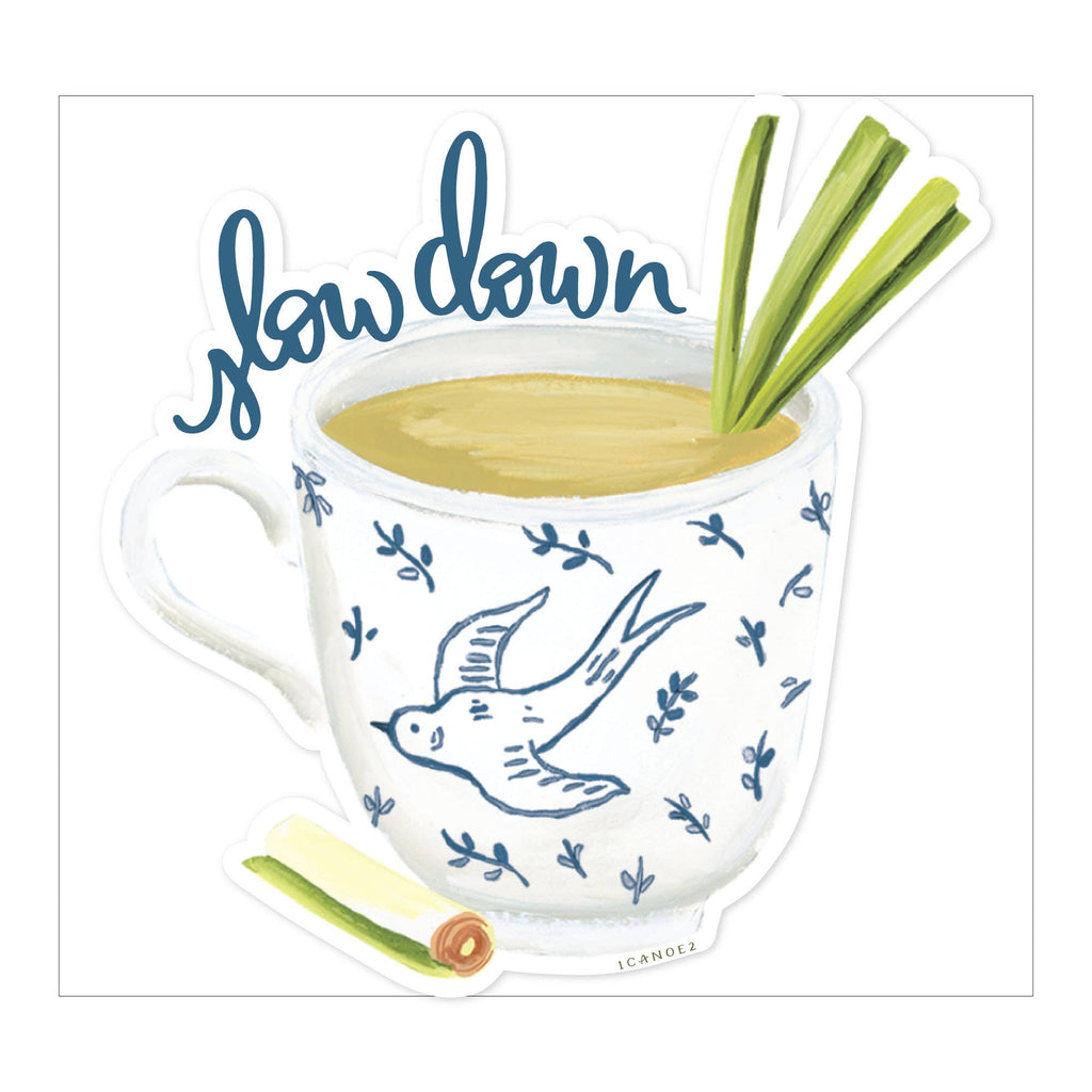 Slow Down Teacup Decal Sticker - Freshie & Zero Studio Shop