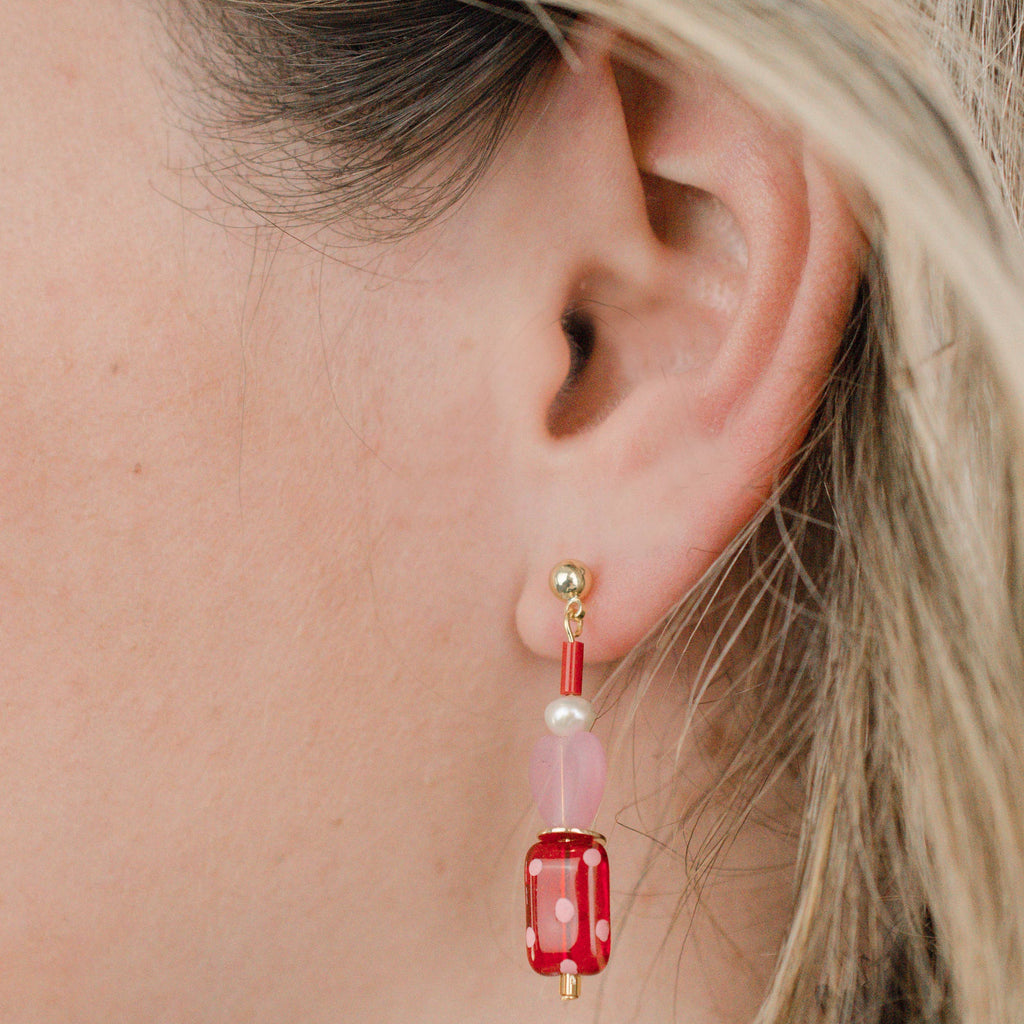 Valentina Polka Dot Heart Earrings - Freshie & Zero Studio Shop