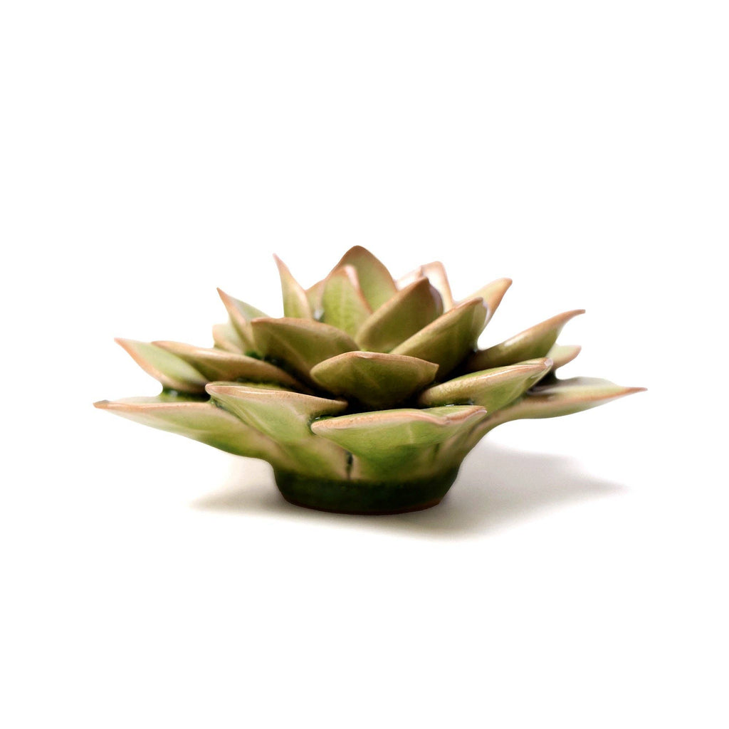 English Garden Ceramic Flower: 4.7" Peridot Green Succulent - Freshie & Zero Studio Shop