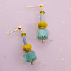 Colorful Teal Beaded Dangle Earrings - Freshie & Zero Studio Shop