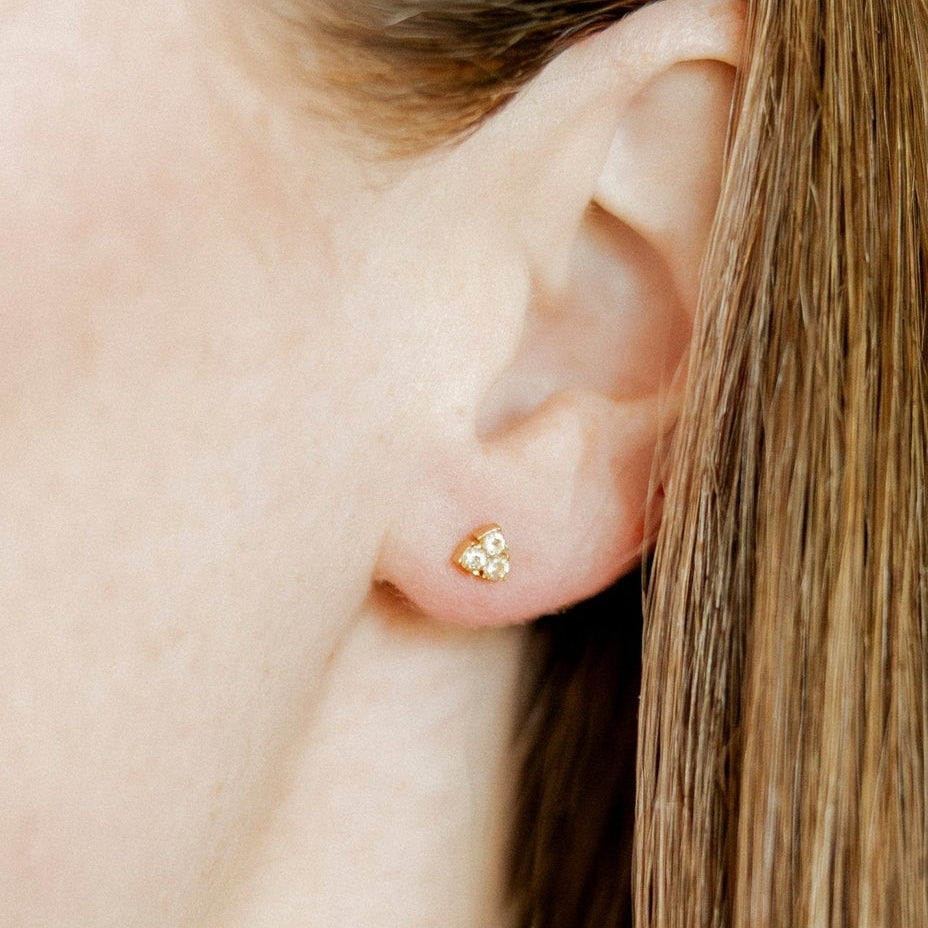 Tatum Triple Tiny Crystal Flatback Waterproof Stud Earrings - Freshie & Zero Studio Shop