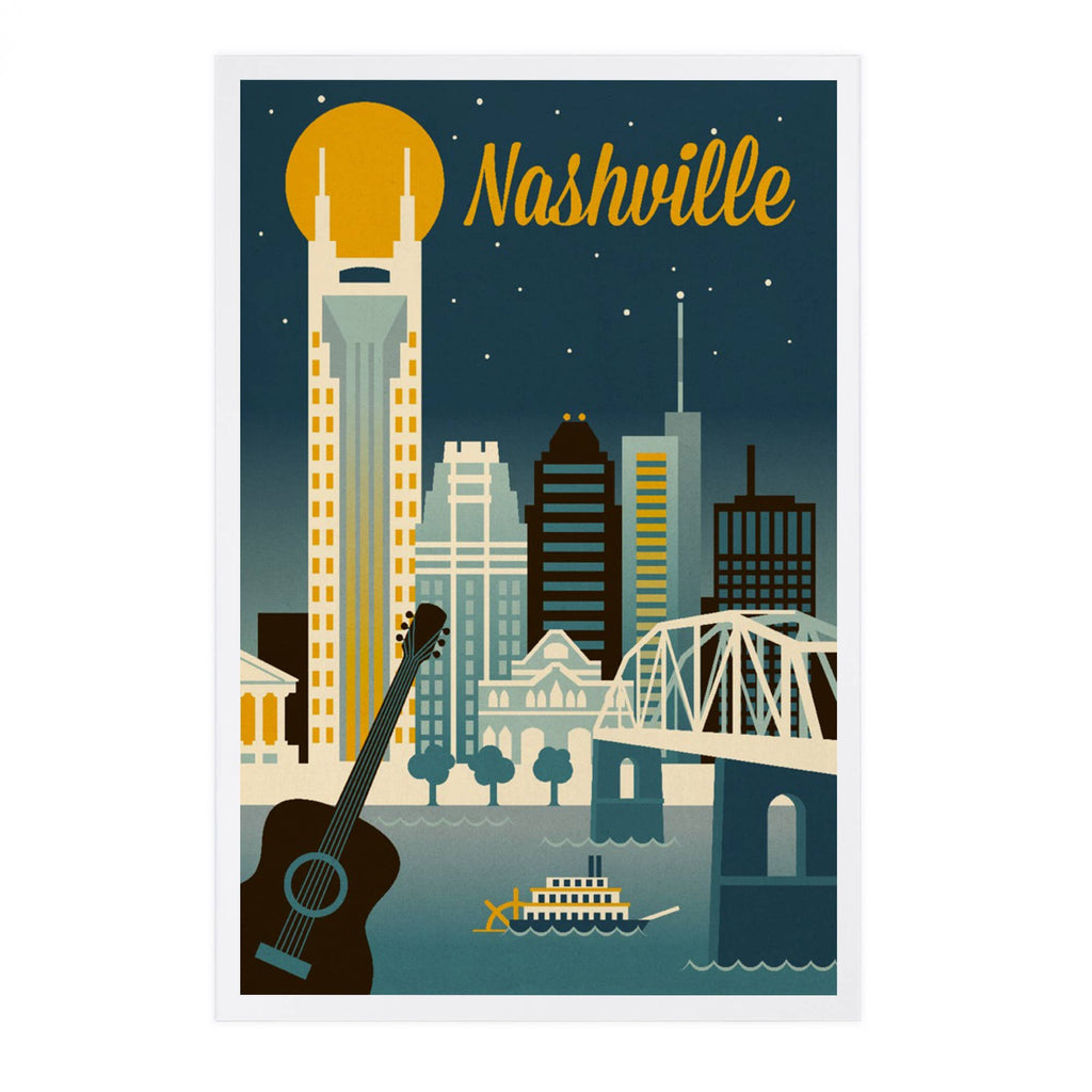 Nashville Retro Skyline Postcard - Freshie & Zero Studio Shop