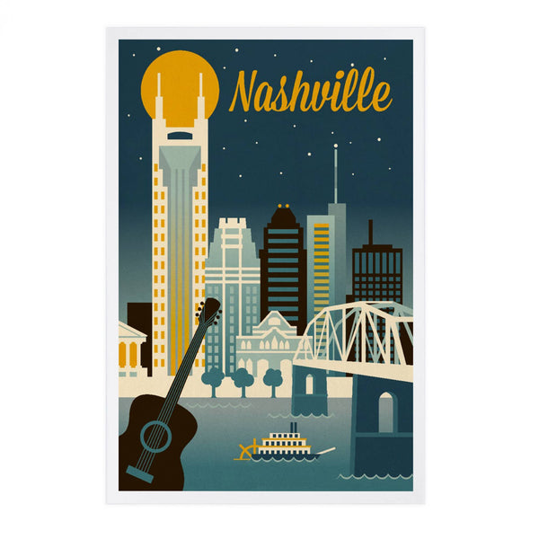 Nashville Retro Skyline Postcard - Freshie & Zero Studio Shop
