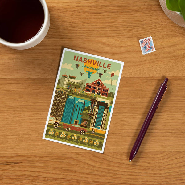 Nashville Geometric City Postcard - Freshie & Zero Studio Shop